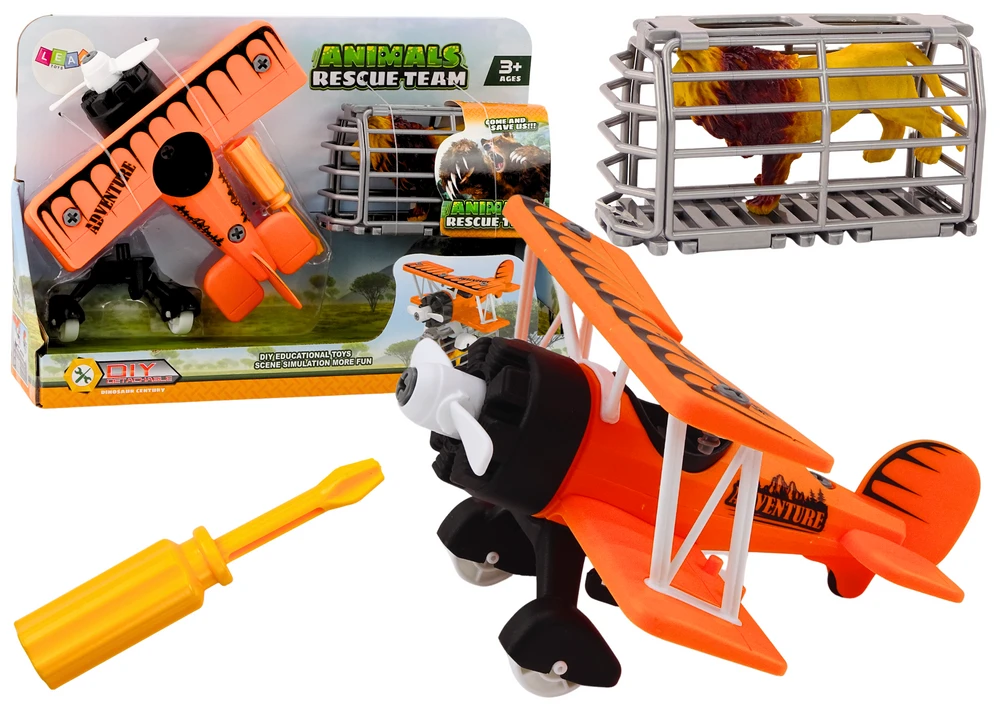 Lean Toys Oranžinis vaikų žaislinis gyvūnų transportavimo lėktuvas