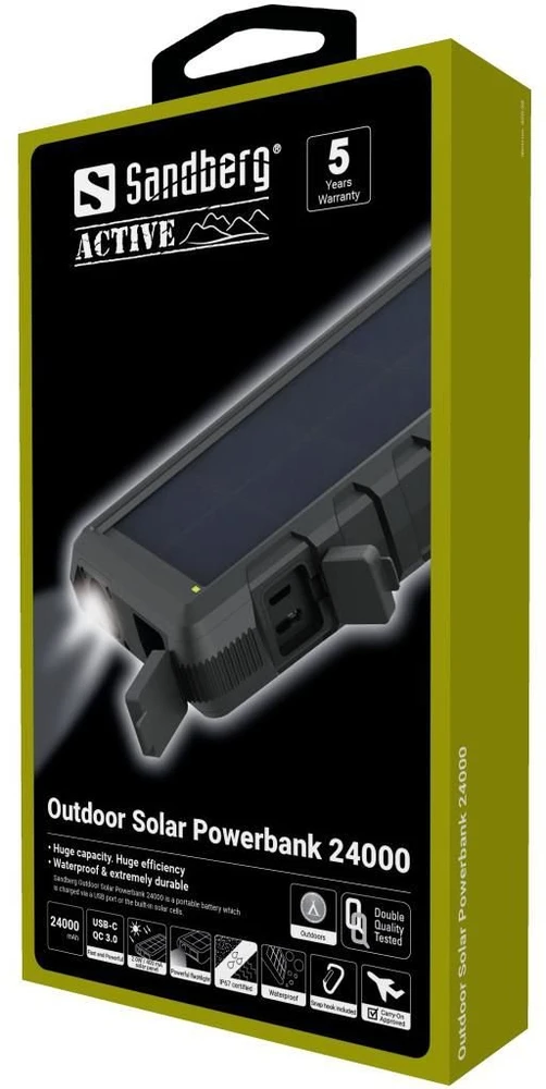 Nešiojama saulės baterija-įkroviklis Sandberg Outdoor Solar Powerbank 24000