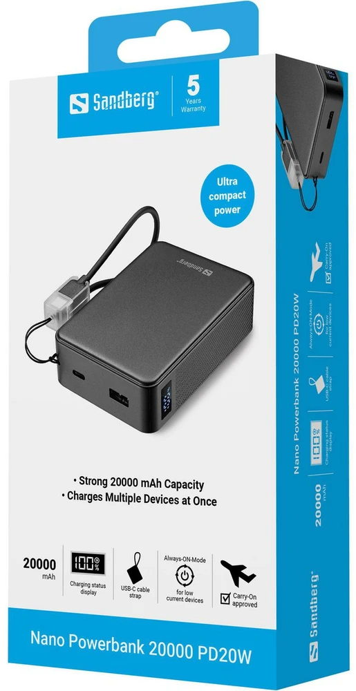 Sandberg - Nano išorinė baterija 20000 PD20W