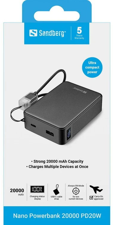 Sandberg - Nano išorinė baterija 20000 PD20W