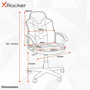Xrocker „Saturn“ vidutinio atlošo ratukų elektroninio sporto žaidimų kėdė vaikams ir paaugliams – juoda/raudona