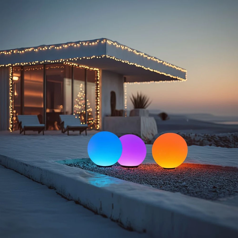 Saulės energija statomas sodo šviestuvas GreenBlue, gaublys, 15x15x48cm, RGB spalvos LED, GB122