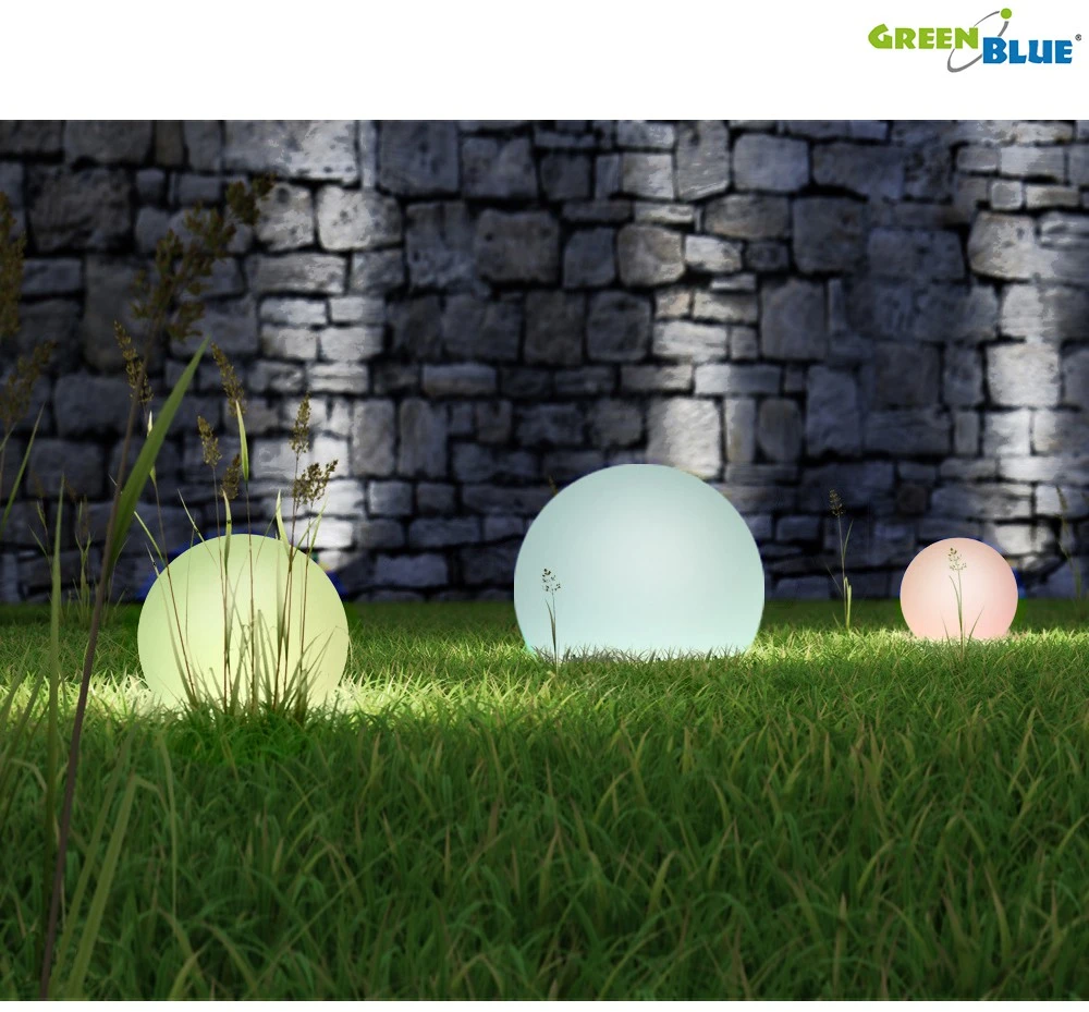Solarna „GreenBlue“ saulės energija varomas šviestuvas, laisvai pastatomas, sodo, rutulio formos, 25x25x58cm, RGB LED, GB165