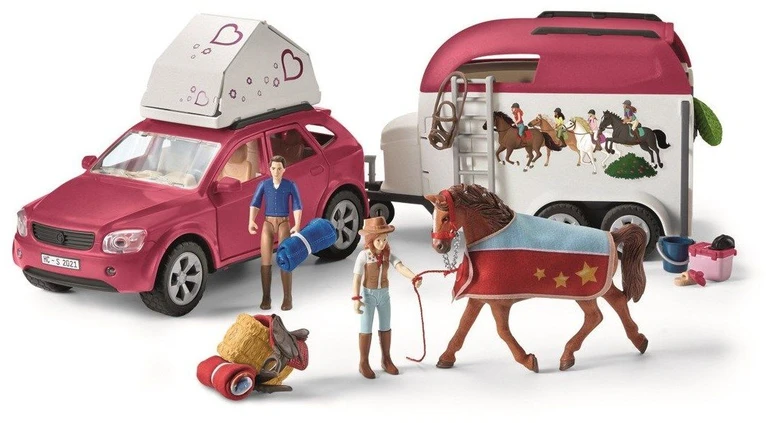 SCHLEICH HORSE CLUB Nuotykis keliaujant automobiliu su priekaba arkliams