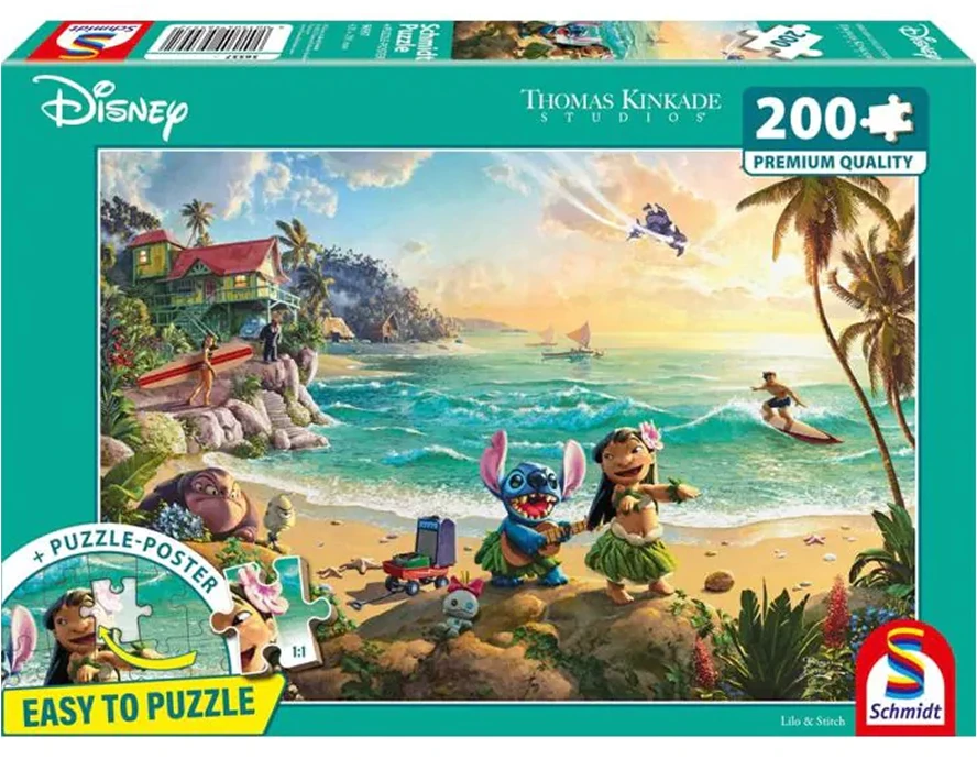 Dėlionė Schmidt Spieledisney Schmidt - Thomas Kinkade: Disney - Lilo ir Stitch (200 detalių)