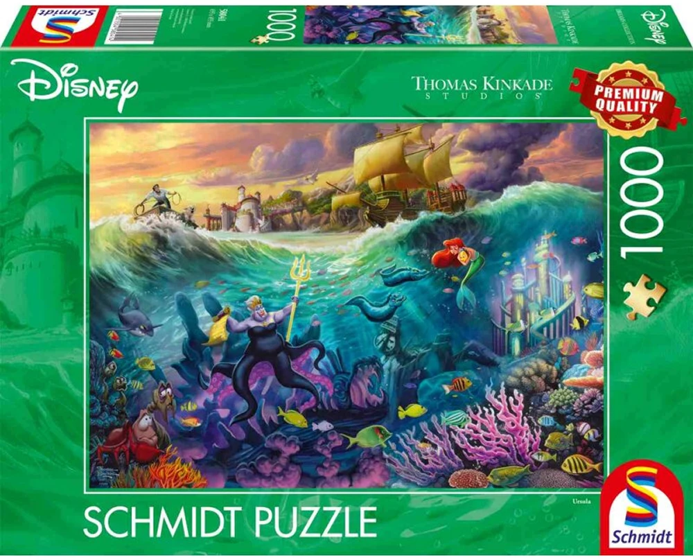 Dėlionė Schmidt Spieledisney Schmidt - Thomas Kinkade: Disney - Mažoji undinėlė, Ursula (1000 detalių)