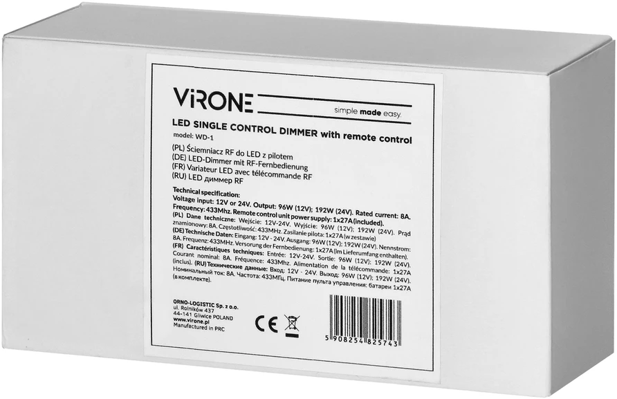 Orno Ściemniacz LED reguliatorius 12-24VDC RF su nuotolinio valdymo pultu
