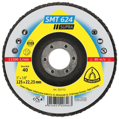KLINGSPOR ŚCIERNICA LISTKOWA WYPUKŁA SMT624 SUPRA 125mm gr. 60
