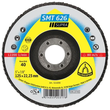 Klingspor Ściernica Lapų šlifavimo diskas, plokštelinis, su įranga, SMT626, fi=125, gr. 40, vnt. 1 (45844)