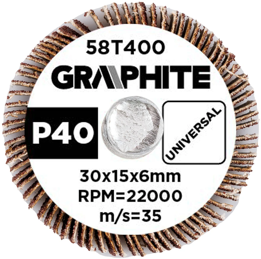 Graphite Ściernica Plokštelinis šlifavimo diskas su kotu 30 x 15 x 6 mm, P40