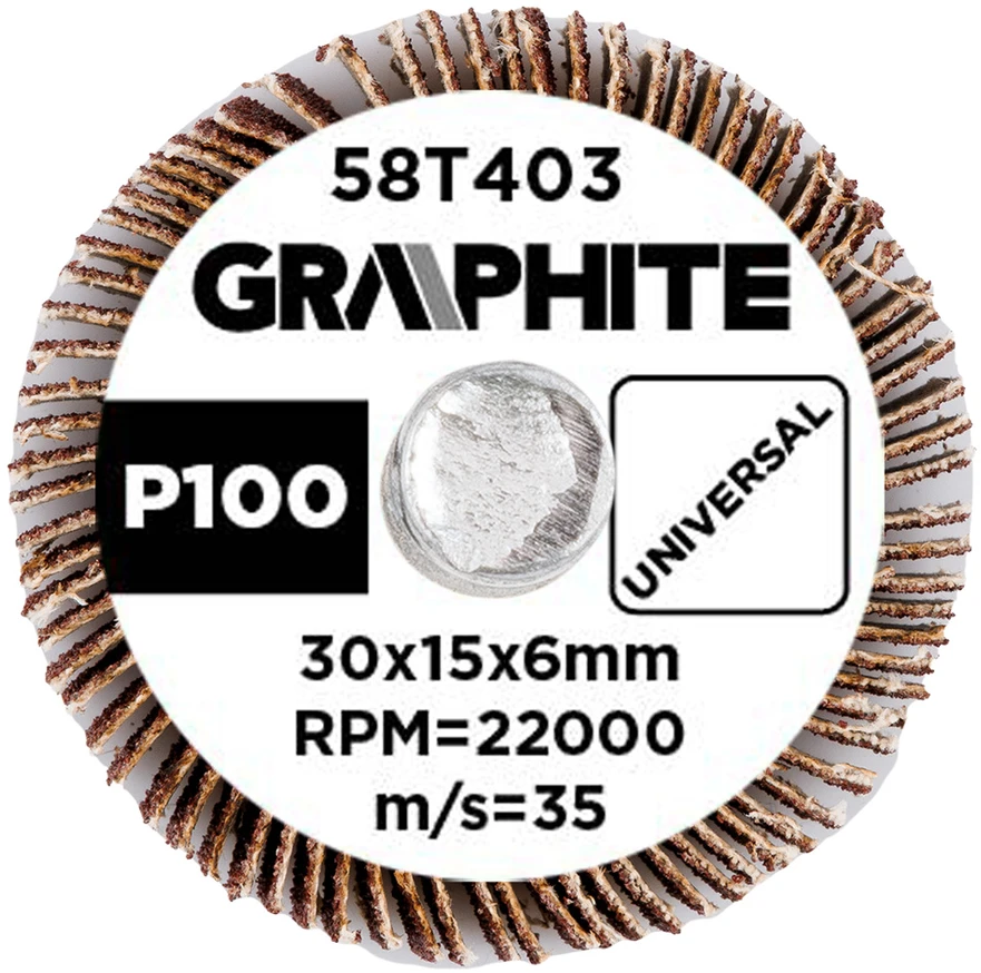 Graphite Ściernica Plokštelinis šlifavimo diskas su kotu 30 x 15 x 6 mm, P100