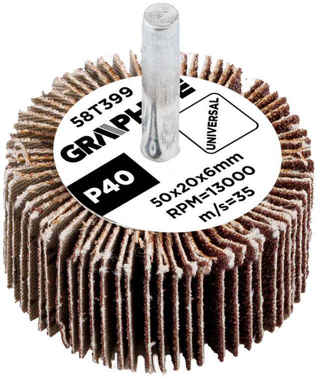 Graphite Ściernica Plokštelinis šlifavimo diskas su kotu 50 x 20 x 6 mm, P40