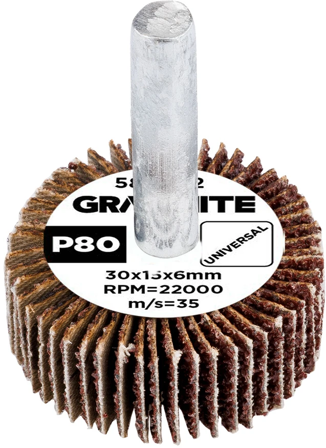 Graphite Ściernica Plokštelinis šlifavimo diskas su kotu 30 x 15 x 6 mm, P80