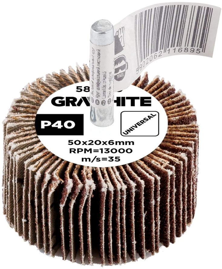 Graphite Ściernica Plokštelinis šlifavimo diskas su kotu 50 x 20 x 6 mm, P40