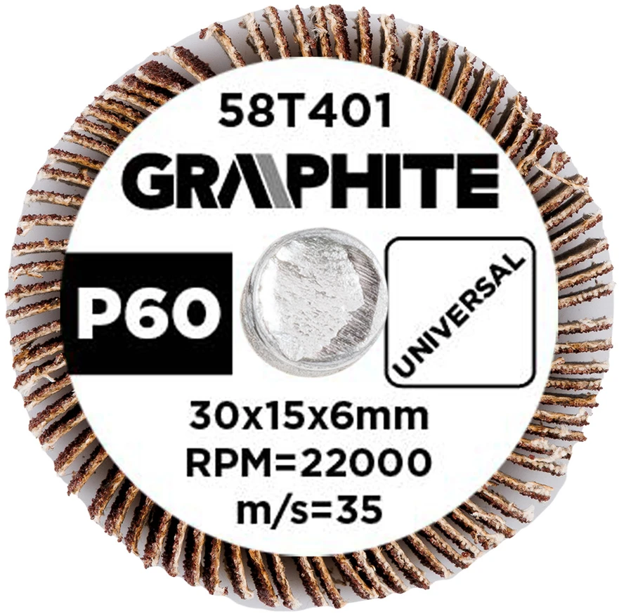 Graphite Ściernica Plokštelinis šlifavimo diskas su kotu 30 x 15 x 6 mm, P60