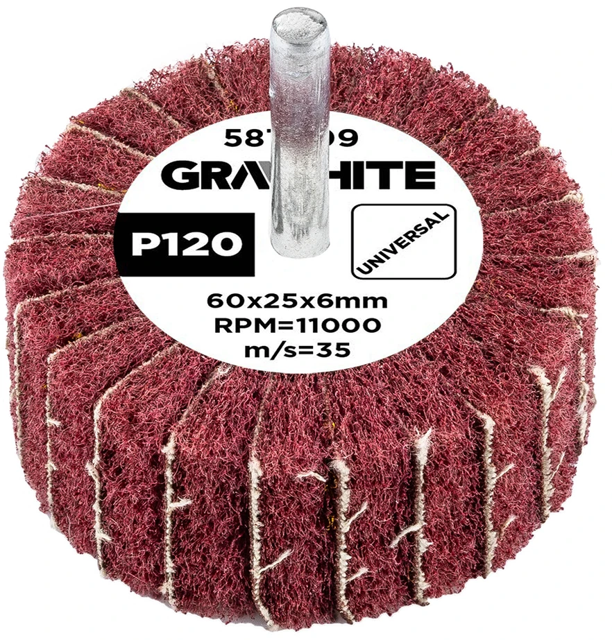 Ściernica Plokštelinis šlifavimo diskas su abrazyvine vilna, kotas 60 x 25 x 6 mm, P120