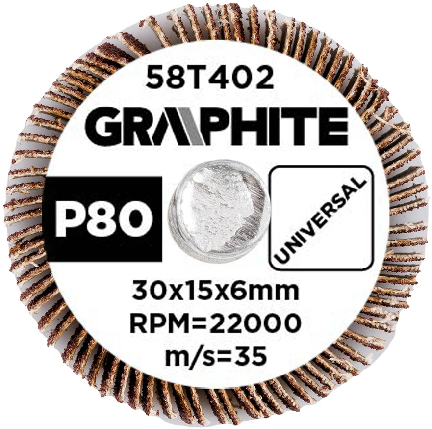 Graphite Ściernica Plokštelinis šlifavimo diskas su kotu 30 x 15 x 6 mm, P80
