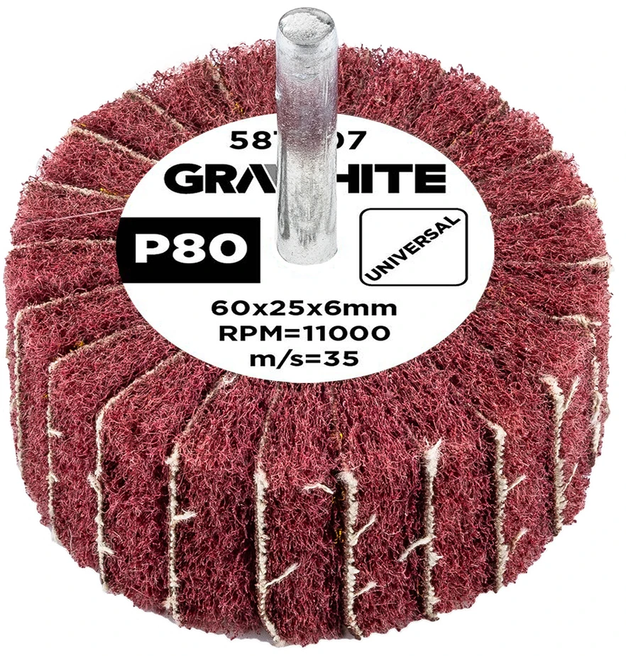 Ściernica Plokštelinis šlifavimo diskas su abrazyvine vilna, kotas 60 x 25 x 6 mm, P80