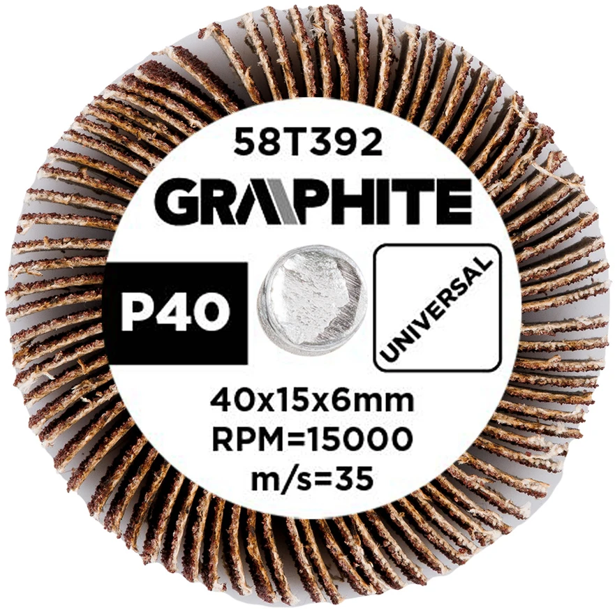 Graphite Ściernica Plokštelinis šlifavimo diskas su kotu 40 x 15 x 6 mm, P40