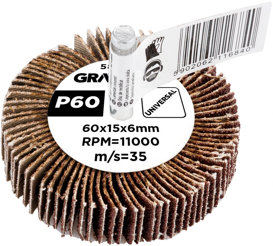 Ściernica Plokštelinis šlifavimo diskas su kotu 60 x 15 x 6 mm, P60
