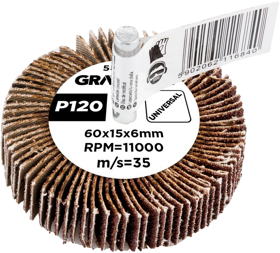 Ściernica Plokštelinis šlifavimo diskas su kotu 60 x 15 x 6 mm, P120