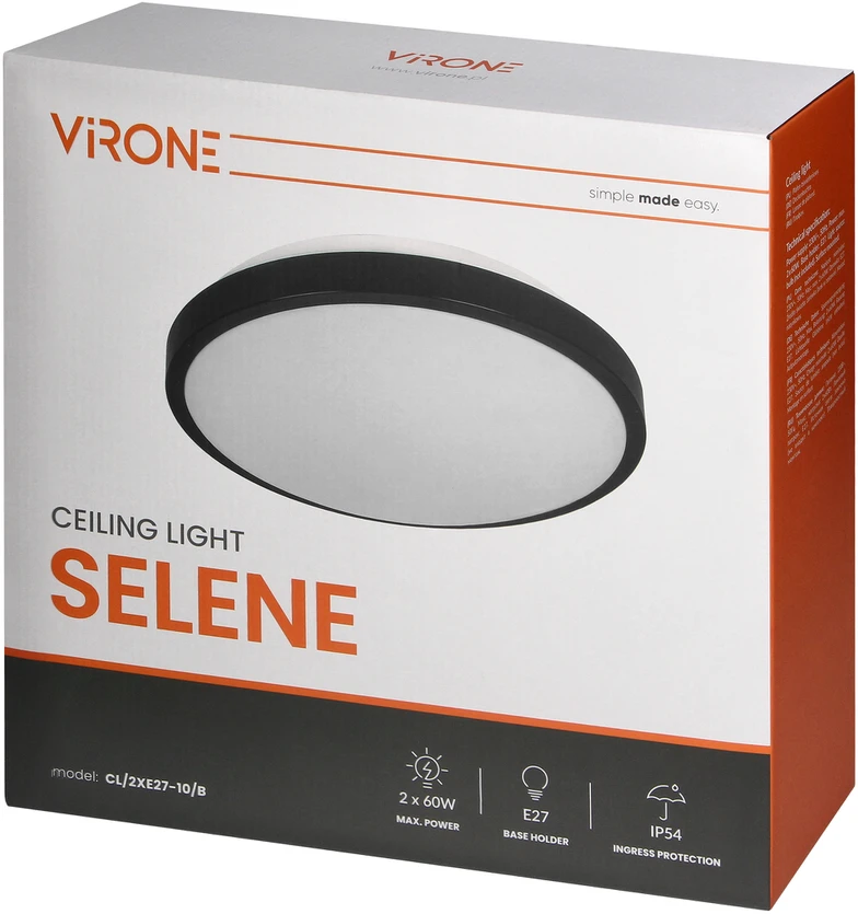 Orno SELENE lubinis šviestuvas 2xE27, maks. 2x15W, IP54, juodas