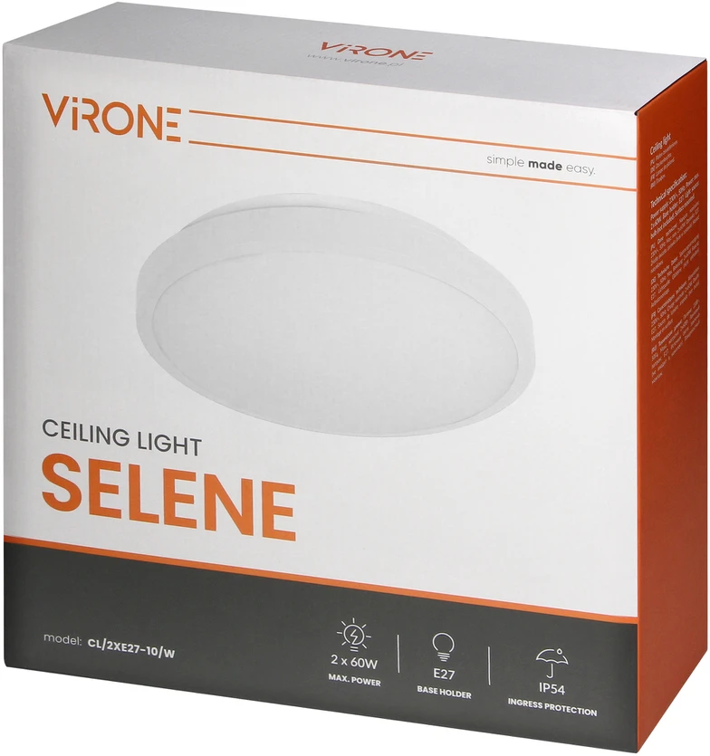 Orno SELENE lubinis šviestuvas 2xE27, maks. 2x15W, IP54, baltas