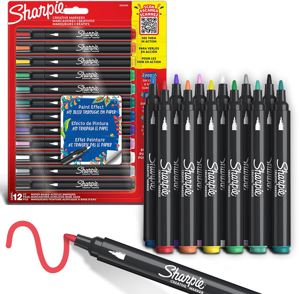 Sharpie kūrybinių akrilinių žymeklių rinkinys 12 spalvų - 2201070