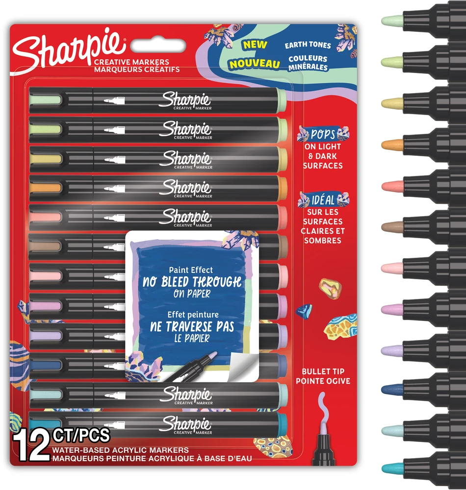 Kūrybiški Sharpie akriliniai žymekliai žemės spalvų (kūginis galiukas) 12 vnt. - 2213421