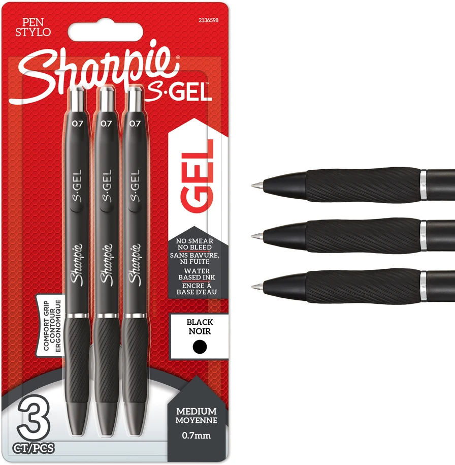 Irwin Rašiklis „Sharpie S-GEL", juodas, blist., 3 vnt.