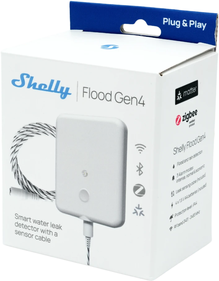 Shelly Flood Gen4 Multiprotocol išmanusis vandens nuotėkio sensorius