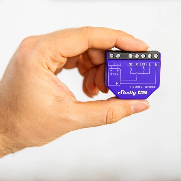 Shelly Gen3 Dimmer 0/1-10V PM šviesos intensyvuno valdiklis (Wifi, Bluetooth)
