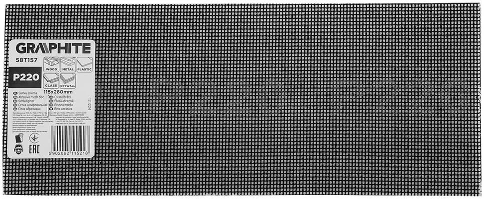 Graphite Siatka Šlifavimo tinklelis 115 x 280 mm, P220
