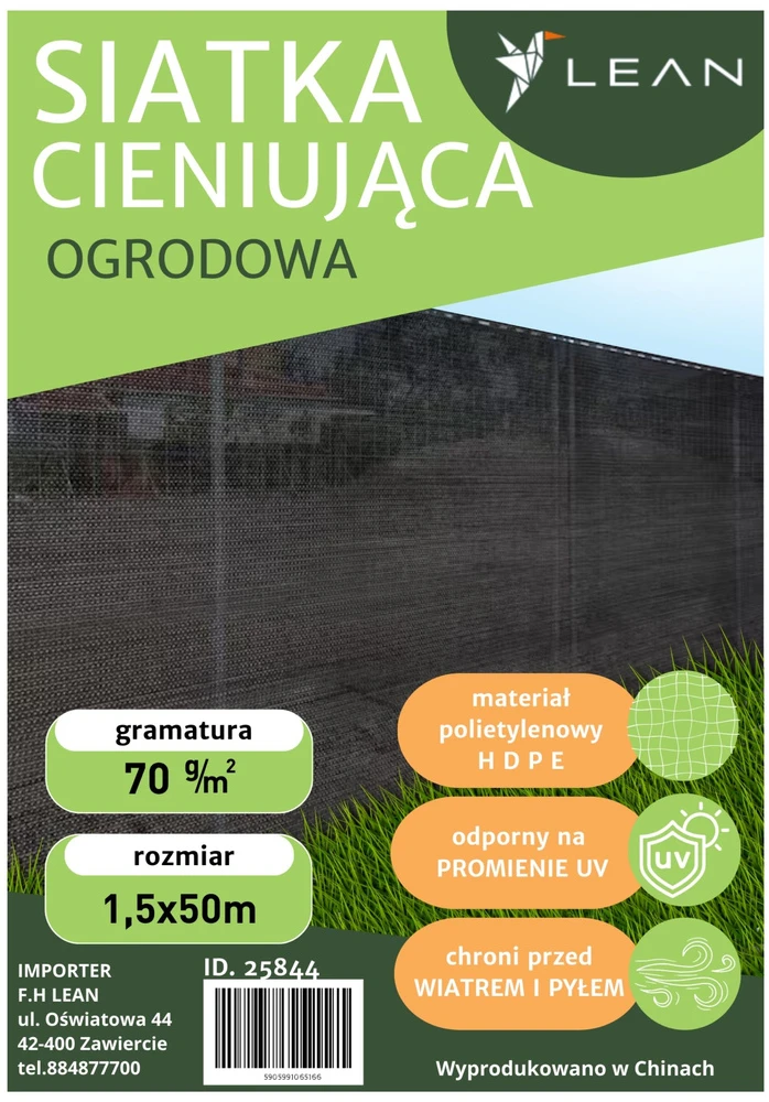 Lean Apsauginis tinklas tvoroms, pilkas, 1.5 x 50 m, 70 g/m²
