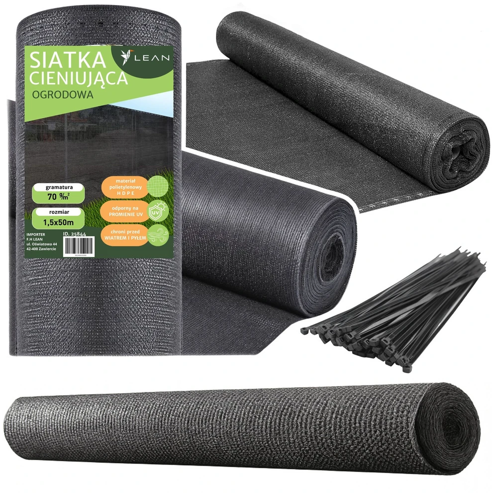Lean Apsauginis tinklas tvoroms, pilkas, 1.5 x 50 m, 70 g/m²
