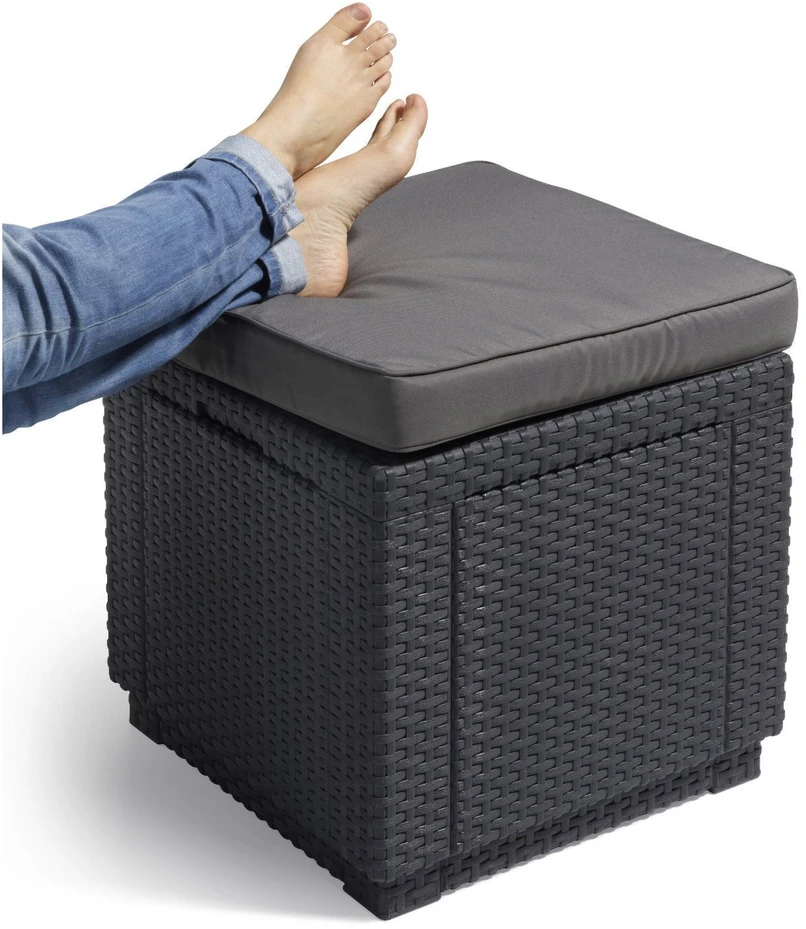 Keter Kubo formos pufas-daiktadėžė su pagalvėle, grafito spalvos