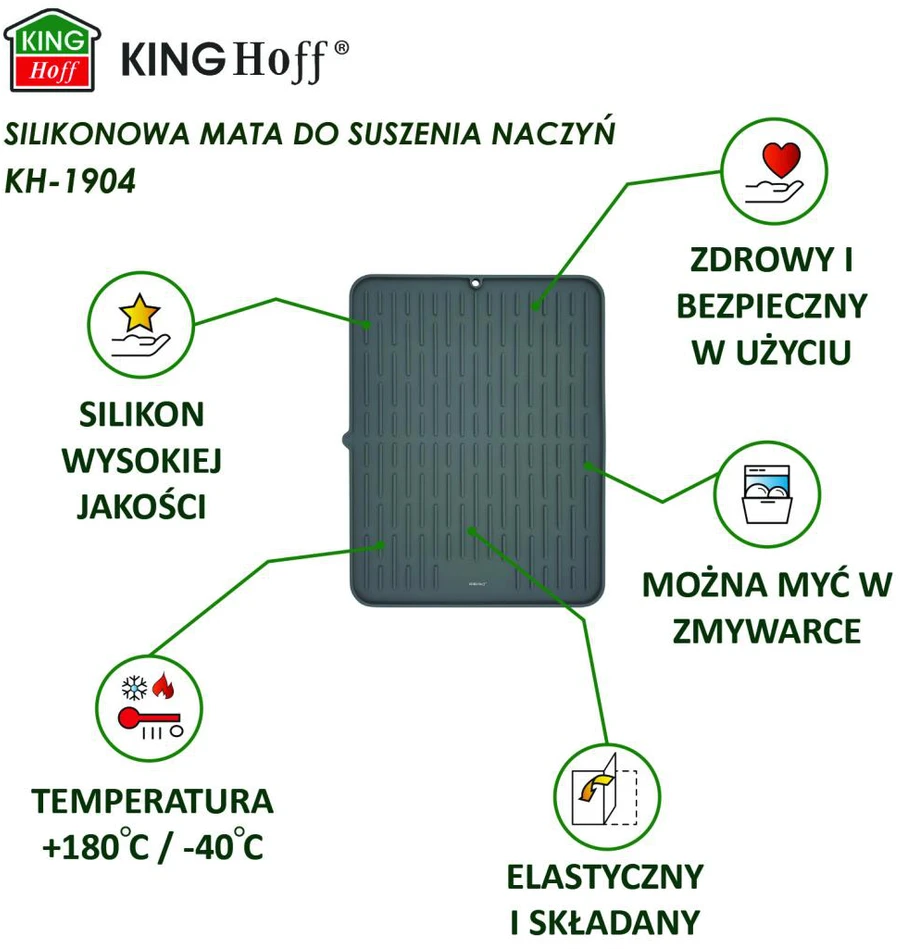 Silikonowa Silikoninis indų džiovinimo kilimėlis, 42x33 cm, kinghoff, kh-1904