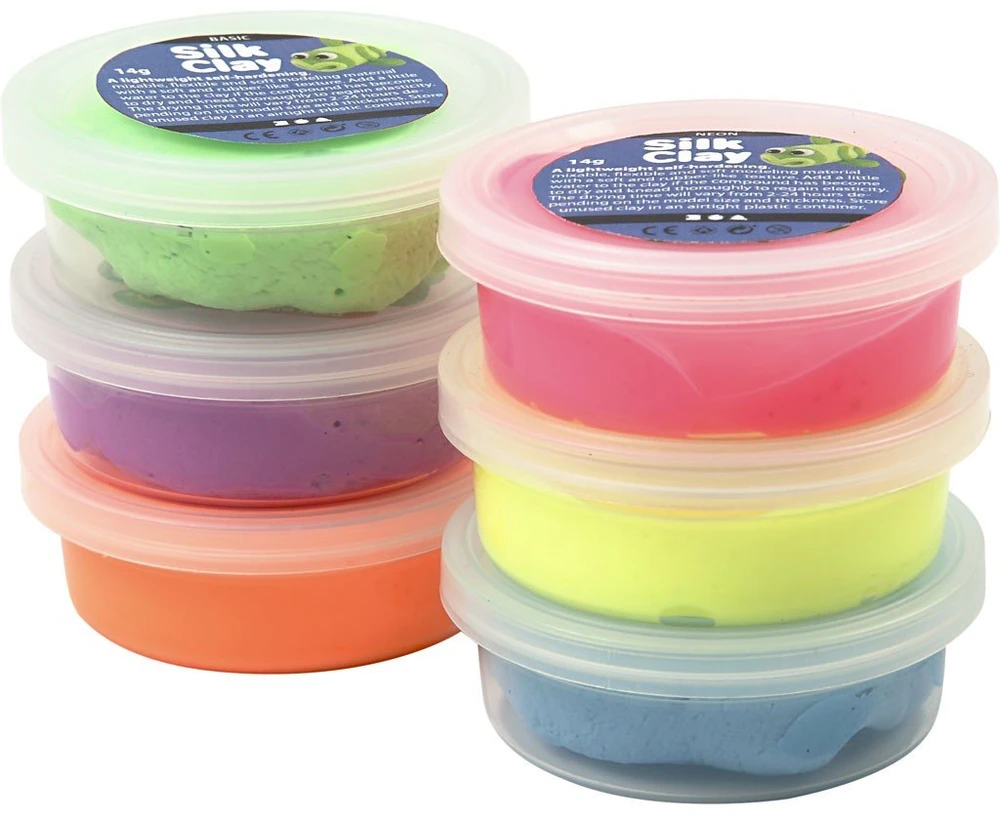 Silk Claycreative Toys Šilko molis – neoninis (6 x 14 g) (79140)