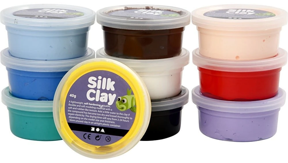 Silk Claycreative Toys Šilko molis - pagrindinės spalvos (10 x 40 g) (79143)