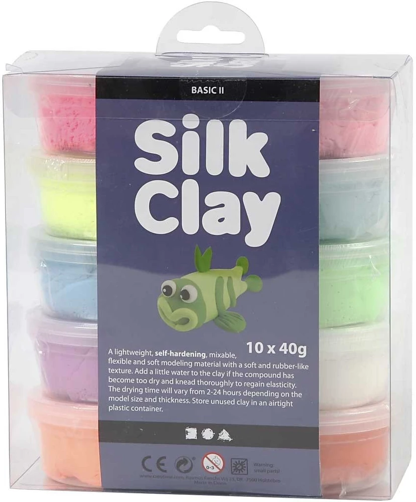 Silk Claycreative Toys Šilko molis - pagrindinės spalvos (10 x 40 g) (79146)