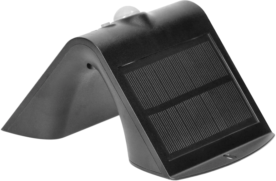 Sieninis šviestuvas Orno SILOE LED 1,5 W, saulės energija varomas šviestuvas su judesio jutikliu 120°, 190 lm, IP65, 4000 K, 1200 mAh, dvigubas šviesos šaltinis, juodas