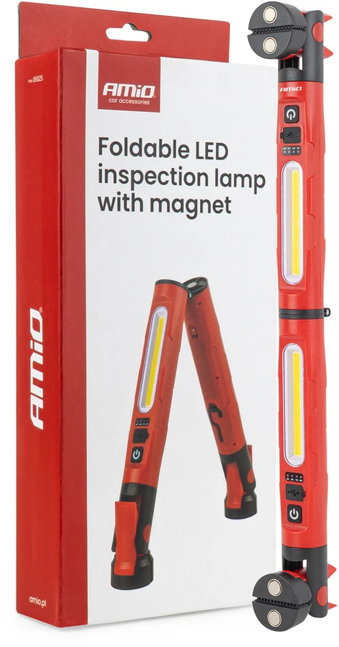 Składana lampa inspekcyjna led su magnesem i zaciskiem 4000mah amio-05025