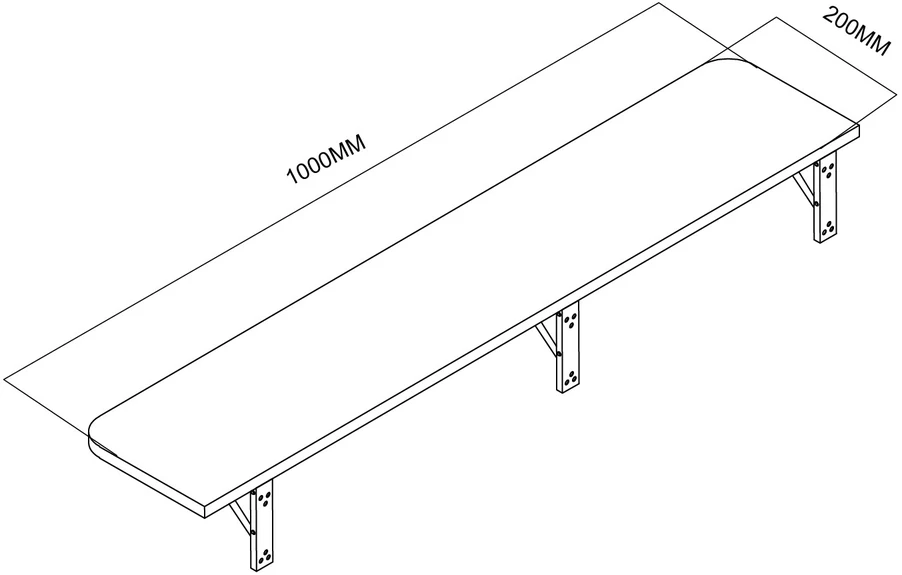 Składana „Maclean“ sulankstoma lentyna/stalviršis, juoda, 100 x 20 cm, maks. 50 kg, MC-129 B