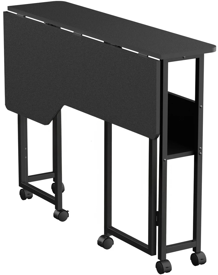 Składane „Maclean“ sulankstomas stalas/stalas, juodas, mobilus, 100x73 cm, maks. 50 kg, kampinis, L formos, MC-126 L/B