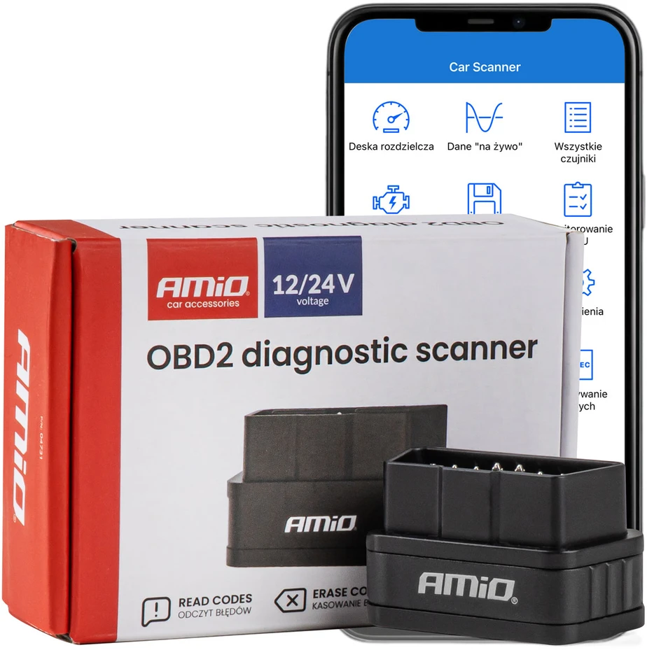 OBD2 BT PIC25K80 DC24K diagnostikos skaitytuvas AMIO-04731