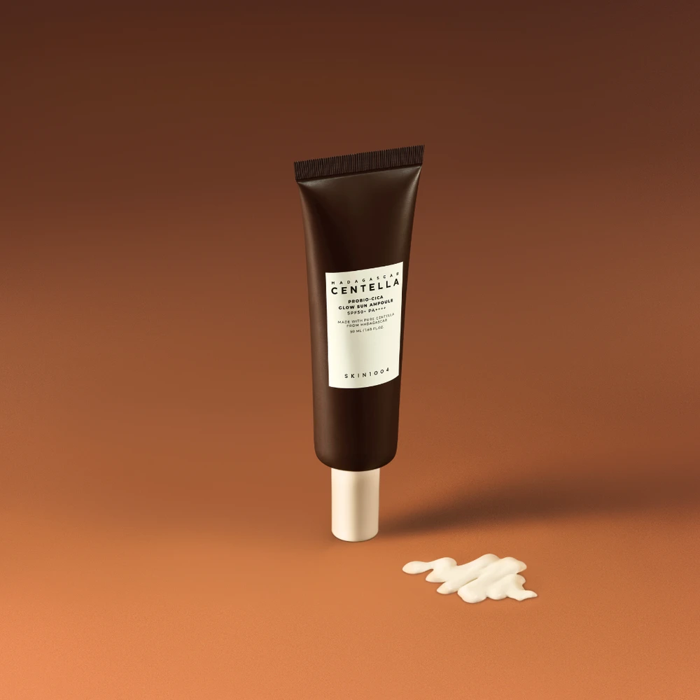 SKIN1004 Madagascar Centella Probio-Cica Glow Sun Ampoule SPF 50+ dieninė veido priežiūros priemonė, 50 ml