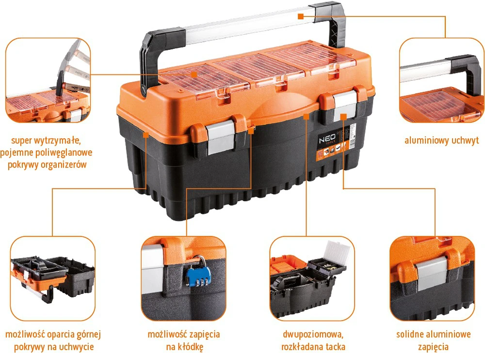 Neo Tools Skrzynka 18 colių įrankių dėžė