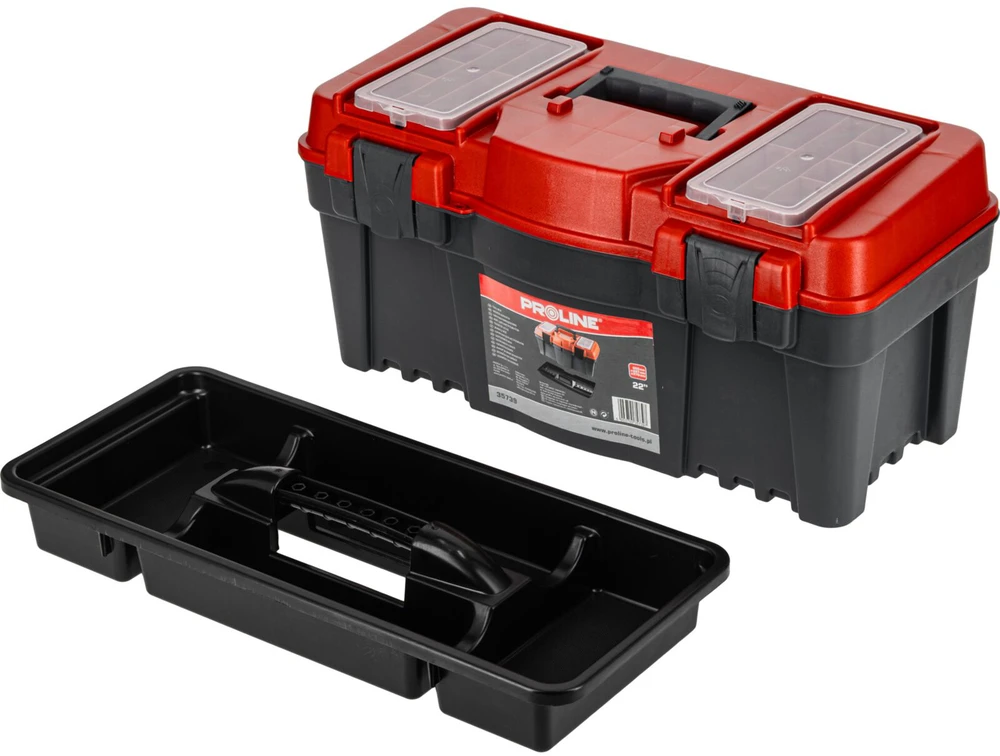 Skrzynka Įrankių dėžė su plastikiniais spaustukais 22", 550x267x270, proline
