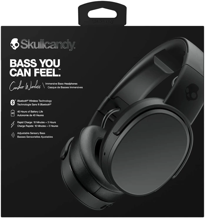 Ausinės Skullcandy Crusher Ant ausų uždedamos, Belaidės, Bluetooth, Juodas