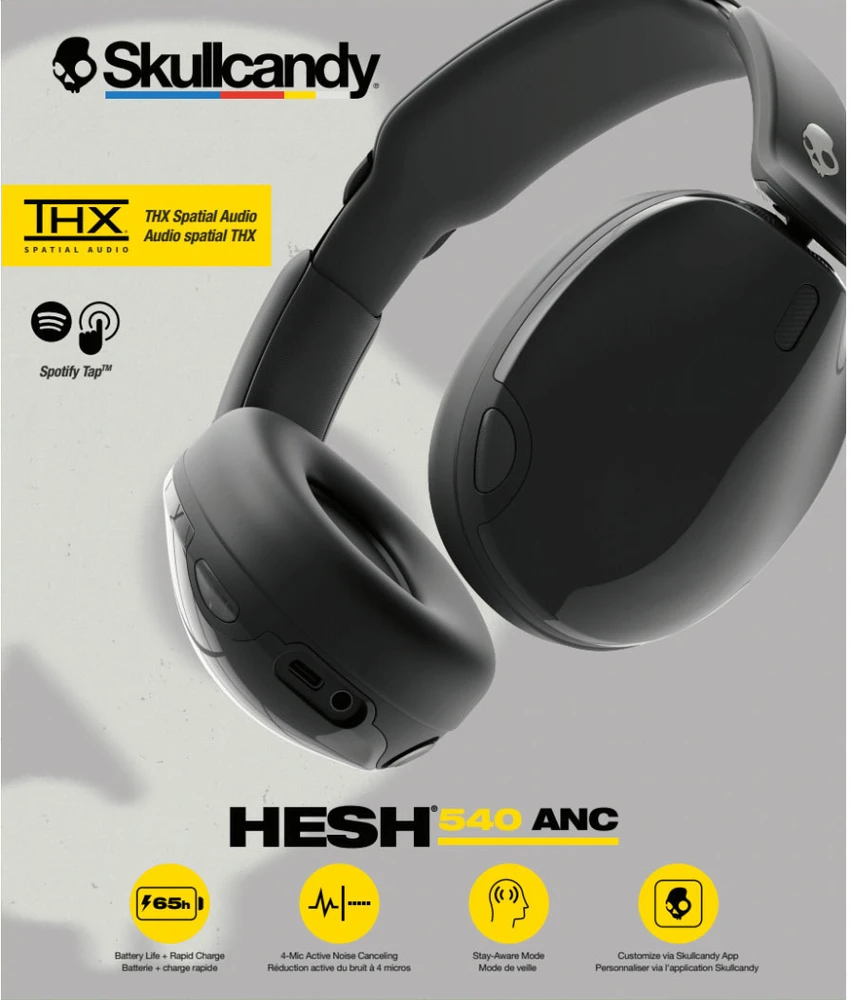 Skullcandy Hesh 540 Bluetooth Belaidės Over-ear Ausinės, BT 5.3, ANC 4, Juodas EU (S6HAW-T740)
